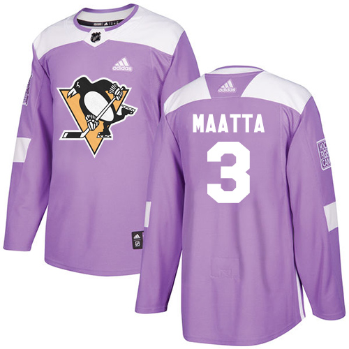 Adidas Penguins #3 Olli Maatta Purple Authentic Fights Cancer Stitched NHL Jersey
